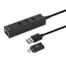 Adaptador De Red GB USB A/C Marca Manhattan Modelo 180894 Con HUB de 3 Puertos USB-A