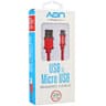 CABLE AON USB A MICRO USB 3.5METROS TRENZADO ROJO AO-CB-3002