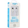 CABLE AON USB-C A MICRO USB 3.5METROS TRENZADO BLANCO AO-CB-6001