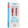 CABLE AON USB-C A MICRO USB 3.5METROS TRENZADO ROJO AO-CB-6002