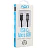 CABLE AON USB-C A MICRO USB 2METROS TRENZADO NEGRO AO-CB-6010