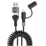 Cable 4 En 1 Marca ArgomTech Modelo ARG-CB-0071BK De 60 Watts Carga Rapida USB-A + USB-C A USB-C + LIGHTNING 1.5 Metros Color Negro