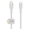 Cable USB-C A Lightning Marca Belkin Modelo Boostcharge Pro Flex CAA011BT3MWH De 3 Metros Color Blanco