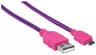 Cable Manhattan 352741 Micro USB 1.8 Metros Color Rosado Con Morado