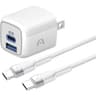 Cargador Marca ArgomTech Modelo Volta 40 Con Cable USB-C 1 Puerto USB-A Y 1 Puerto USB-C Color Blanco PotenciaDe38Watts
