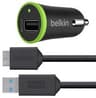 CARGADOR USB PARA CARRO BELKIN CABLE MICROB 2.1A USB3 NEGRO F8M864bt03