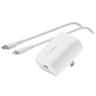 Cargador Para Pared Con Puerto USB-C Marca Belkin Modelo Boostcharge WCA006DQ1MWH-B5 Con Cable USB-C A Lightning Potencia De 20 Watts Color Blanco