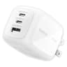 Cargador Para Pared Marca Belkin Modelo BoostCharge Pro 3-Port GaN Wall Charger Potencia De Hasta 70 Watts Con 2 Puertos USB-C Y 1 Puerto USB-A Color Blanco