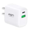 Cargador De Pared De 38 Watts Con 1 Puerto USB-C De 20 Watts Y 1 Puerto USB-A De 18 Watts Marca AON ModeloAO-CR-1006