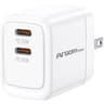 ARGOM CARGADOR CON POTENCIA DE 40 WATTS CON 2 PUERTOS USB-C DE PARED ARG-AC-0132WT