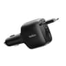 Cargador Para Carro Marca Belkin Modelo BoostCharge CCC001FQBK Potencia De 75 Watts Cable USB-C Retractil Con  1 Puerto USB-C Y 1 Puerto USB-A Color Negro