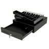 Cash Drawer Modelo CDK-45B Marca AON Con 4 Compartimientos Para Billetes Y 5 Compartimientos Para MonedasColorNegro