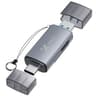 Lector y Grabador de Tarjetas Marca Xtech Modelo XTC-581 OTG 2 En 1 Con Ranuras Para SD Y Micro-SD Conexion USB-C/USB-A 3.0 Color Gris