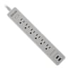 Protector De Tension Marca Forza Modelo FSP-612USBW Capacidad De 1200 Joules/1680 Watts Con 6 Salidas Voltaje De 120V Color Blanco