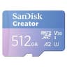 Memoria MicroSDXC Marca SanDisk Modelo Creator MicroSD UHS-I Capacidad De 512GB Rendimiento De Lectura Secuencial De 190MB/s Con Adaptador