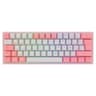Teclado Para Gamers Modelo Fizz Pro K616-RGB Marca Redragon Con Switch Red Y RGB Idioma En Espanol Color Blanco Con Rosa