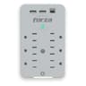 Tomacorriente Marca Forza Modelo FWT-631USBC Protector De Sobretension De 490J/1875Watts Con 6 Salidas 2 Puertos USB-A Y 1 Puerto USB-CColorBlanco