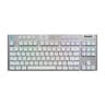 Teclado Inalambrico Para Gamers Marca Logitech Modelo G915 X Lightspeed TKL Con RGB Interruptores Mecanicos GL Tactil Color Blanco En Idioma Ingles